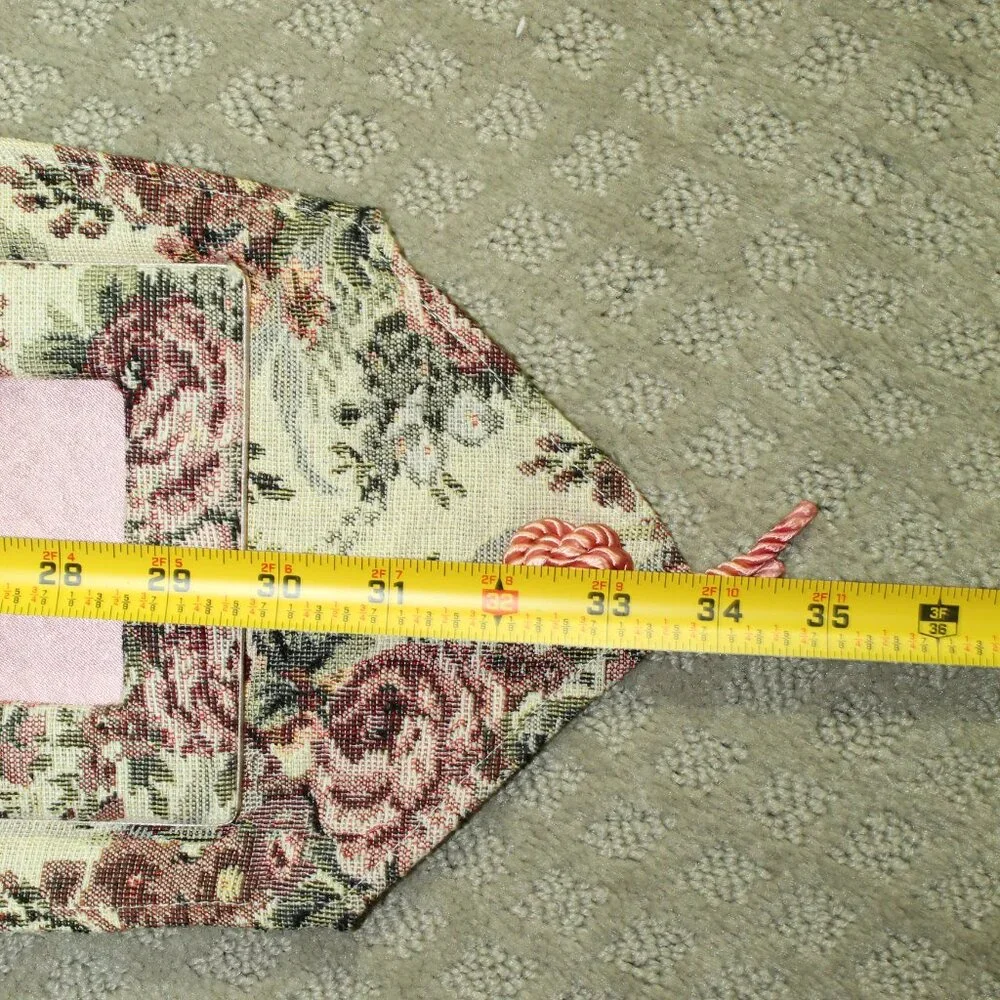 Vtg Mauve Maroon Ivory Fabric Tapestry Hanging 3 Frames Tapestry a 3x3 & (2) 3x5